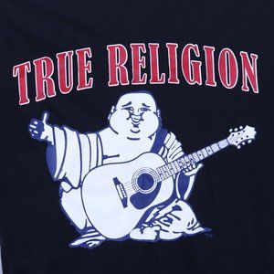 True Religion Buddha Logo Black Crew Double Sided Graphic Print Tee Medium
